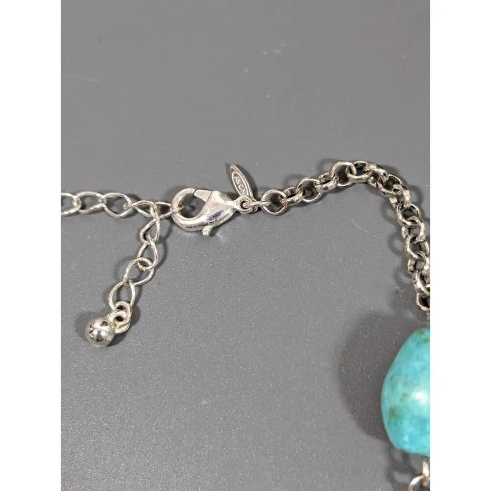 Avon Blue Faux Turquoise Green Glass and Acrylic Bead Necklace Beach Coastal 19